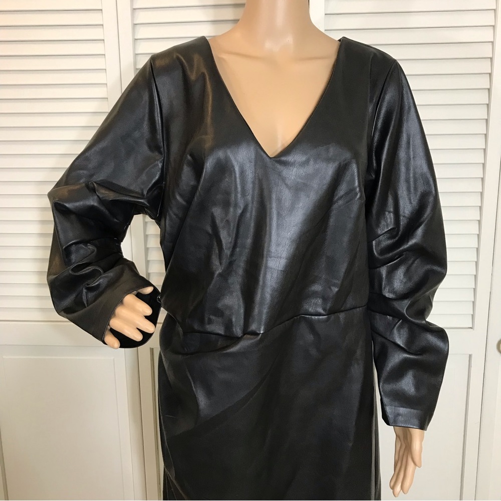 NWT Eloquii Faux Leather Dress With High Slit Size 18 - Picture 7 of 16